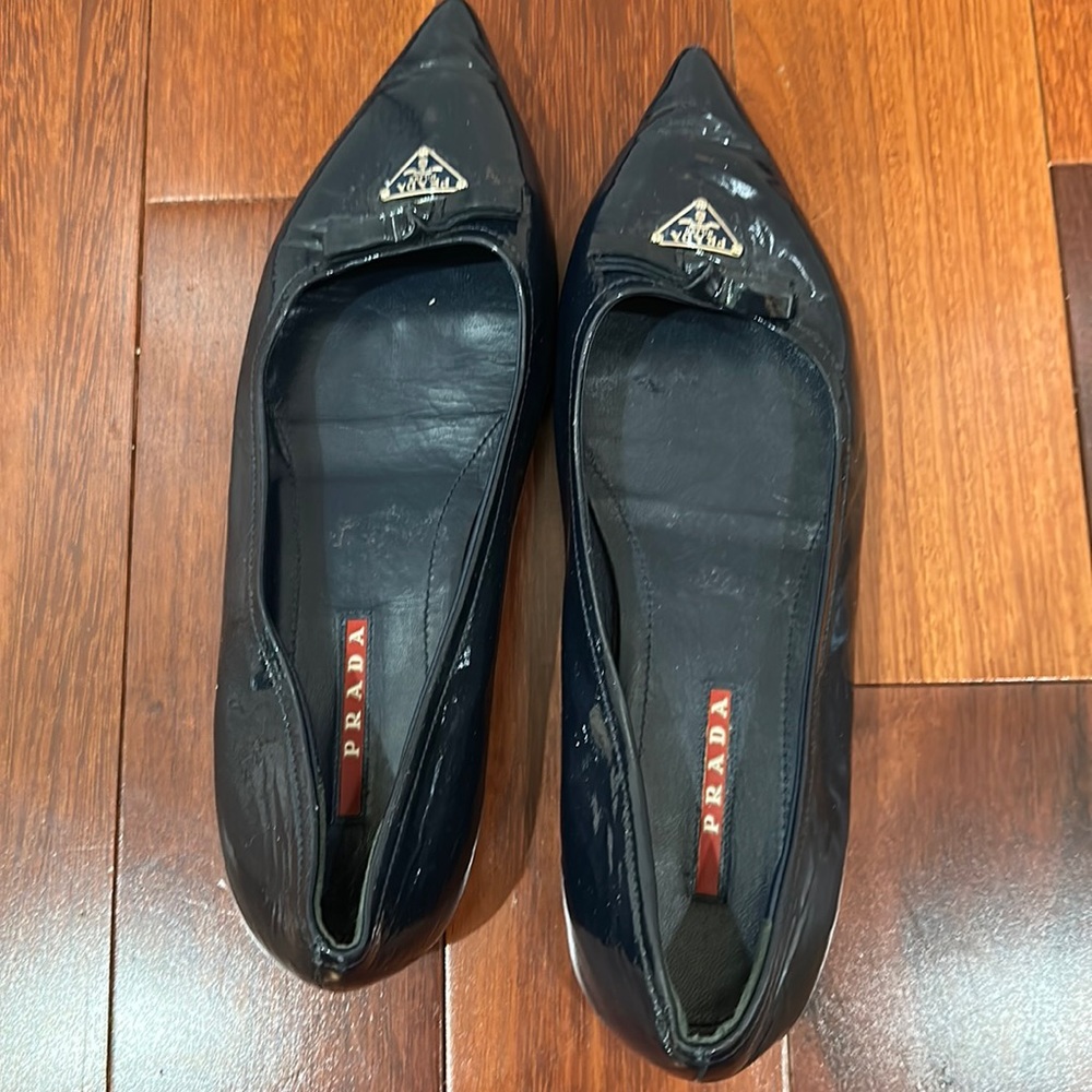 Navy Prada flats